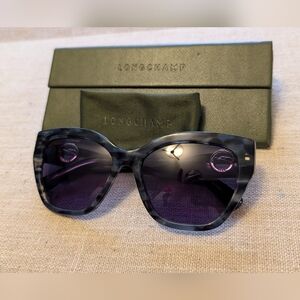 Longchamp Women's Sunglasses Tortoise Shell Blue With Case And Cloth Torti